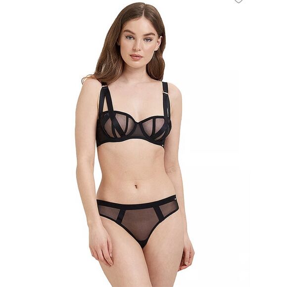 Victoria’s Secret Women’s 32C Karolina Balconette Bra Black Sheer NEW - Picture 1 of 9